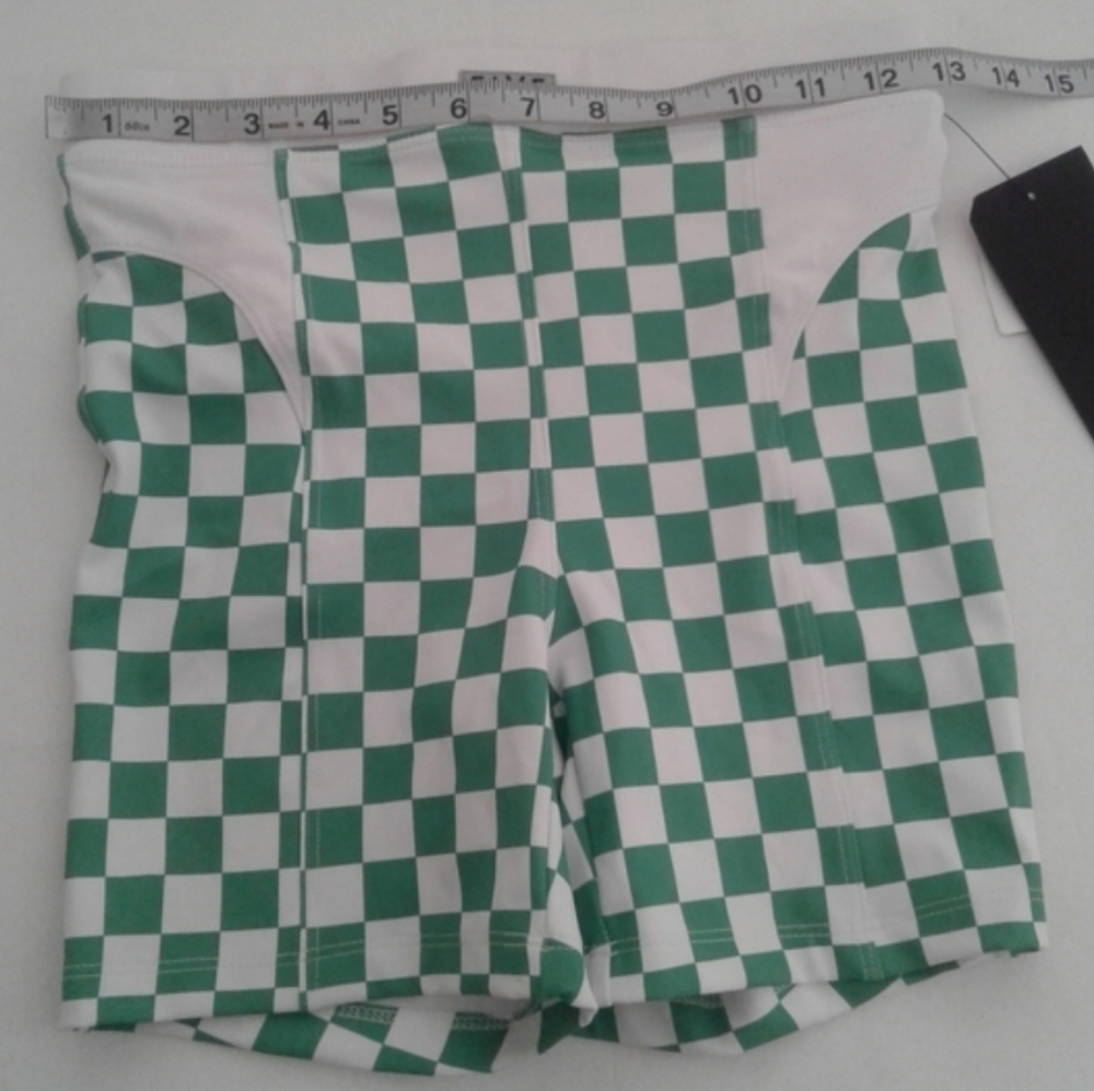 Five the Label Checkered Active Set Green Sports Bra & Biker Shorts S/M NWT - Picture 11 of 14